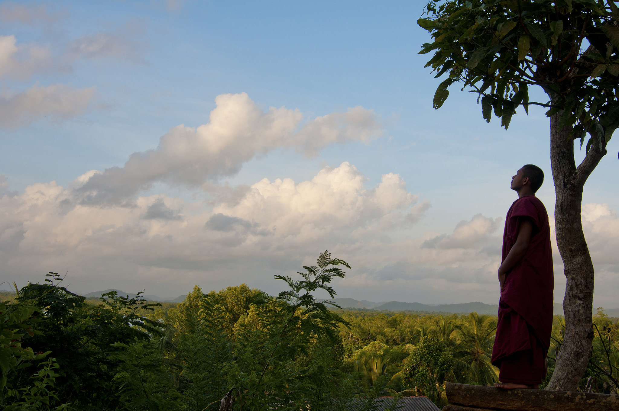 Nikon D300S + Nikon AF Nikkor 24-85mm F2.8-4D IF sample photo. Sri lanka monk ledge photography