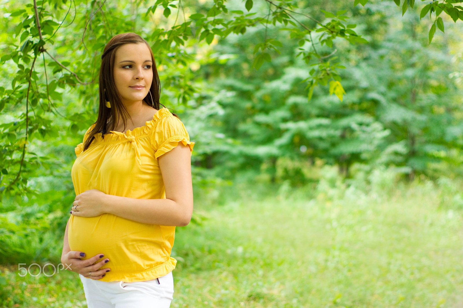 Sony 50mm F1.4 sample photo. Beautiful pregnant woman in the park photography