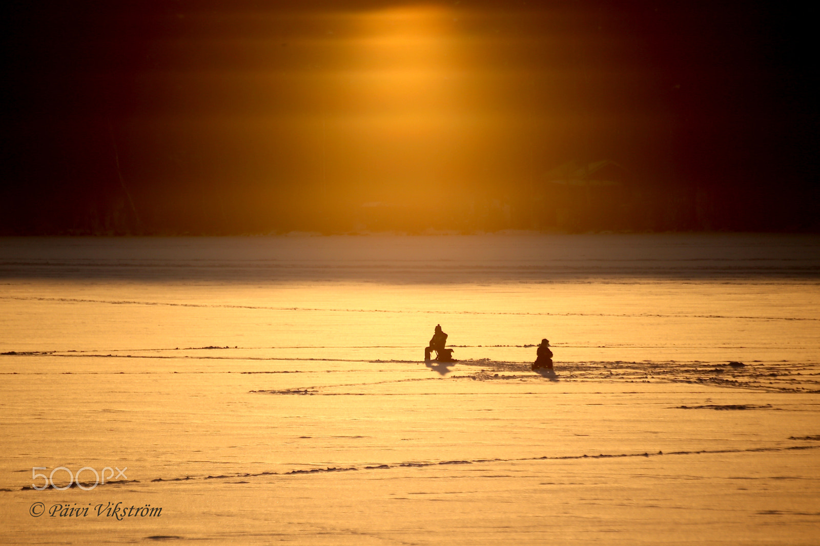 Canon EOS 6D + Canon 70-300mm sample photo. Ice fishing at sunset photography