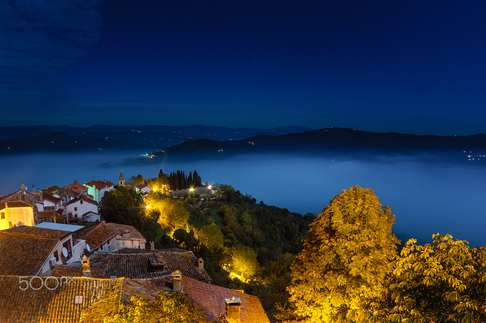 Pentax K-3 sample photo. Night view from motovun photography
