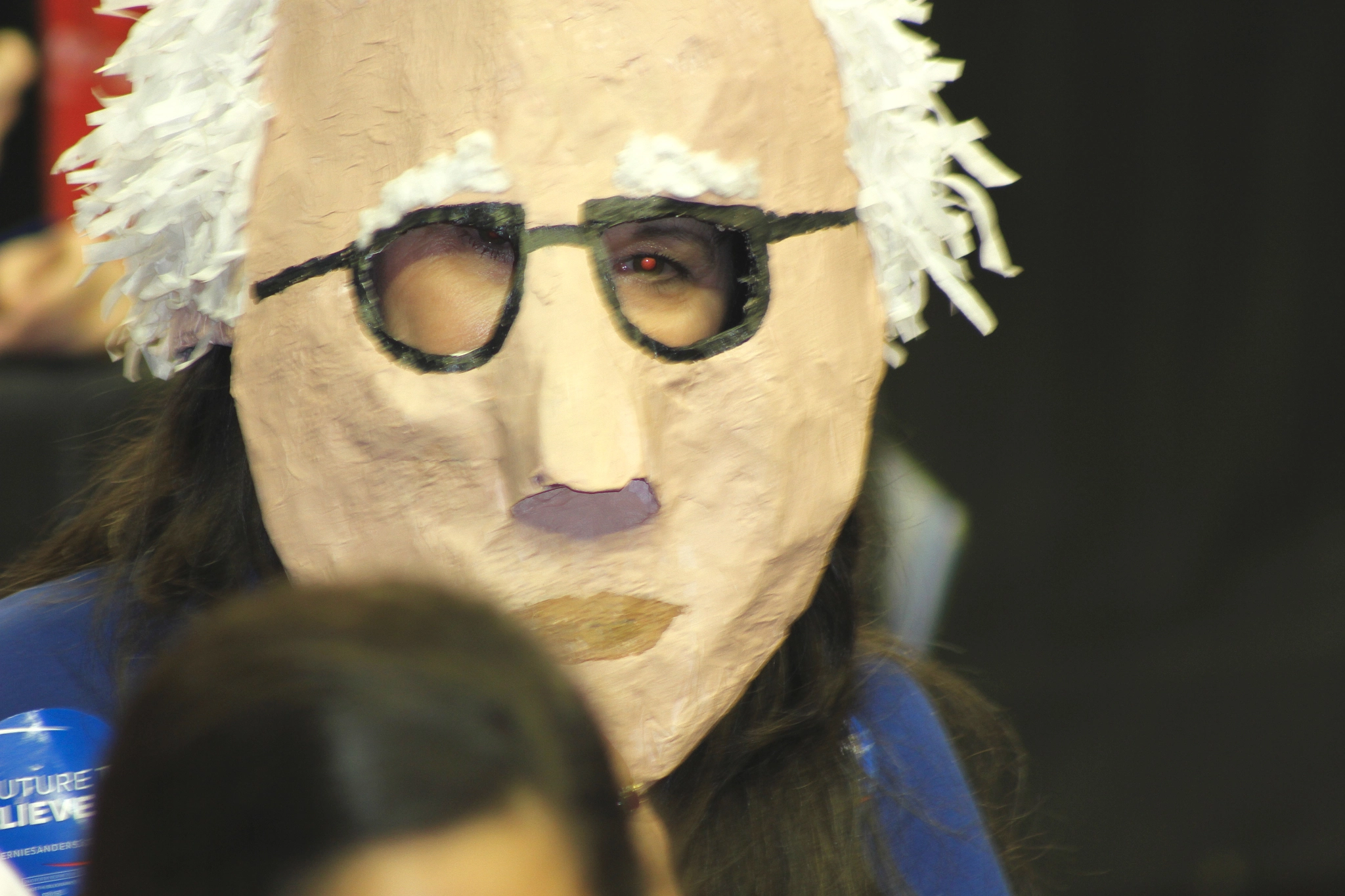 Canon EF75-300mm f/4-5.6 sample photo. Bernie sanders mask at oklahoma city rally. photography
