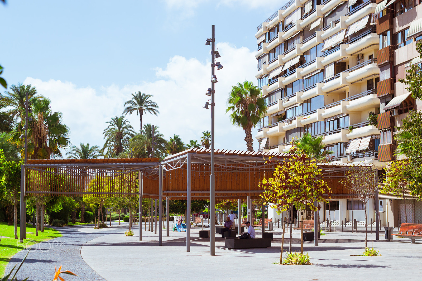 Nikon D3100 + Sigma 50mm F1.4 EX DG HSM sample photo. Modern gazebos to protect people from sun, alicante, valencia, s photography