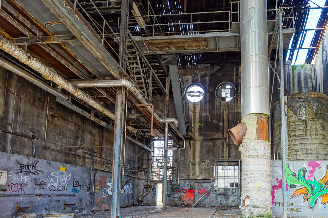 Sony a99 II + 20mm F2.8 sample photo. Old abandoned plant with graffity on walls photography