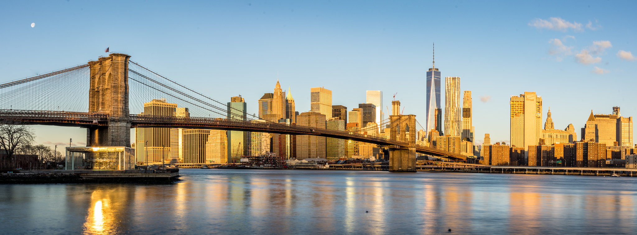 Pentax smc FA 31mm F1.8 AL Limited sample photo. Sunrise brooklyn bridge pano photography