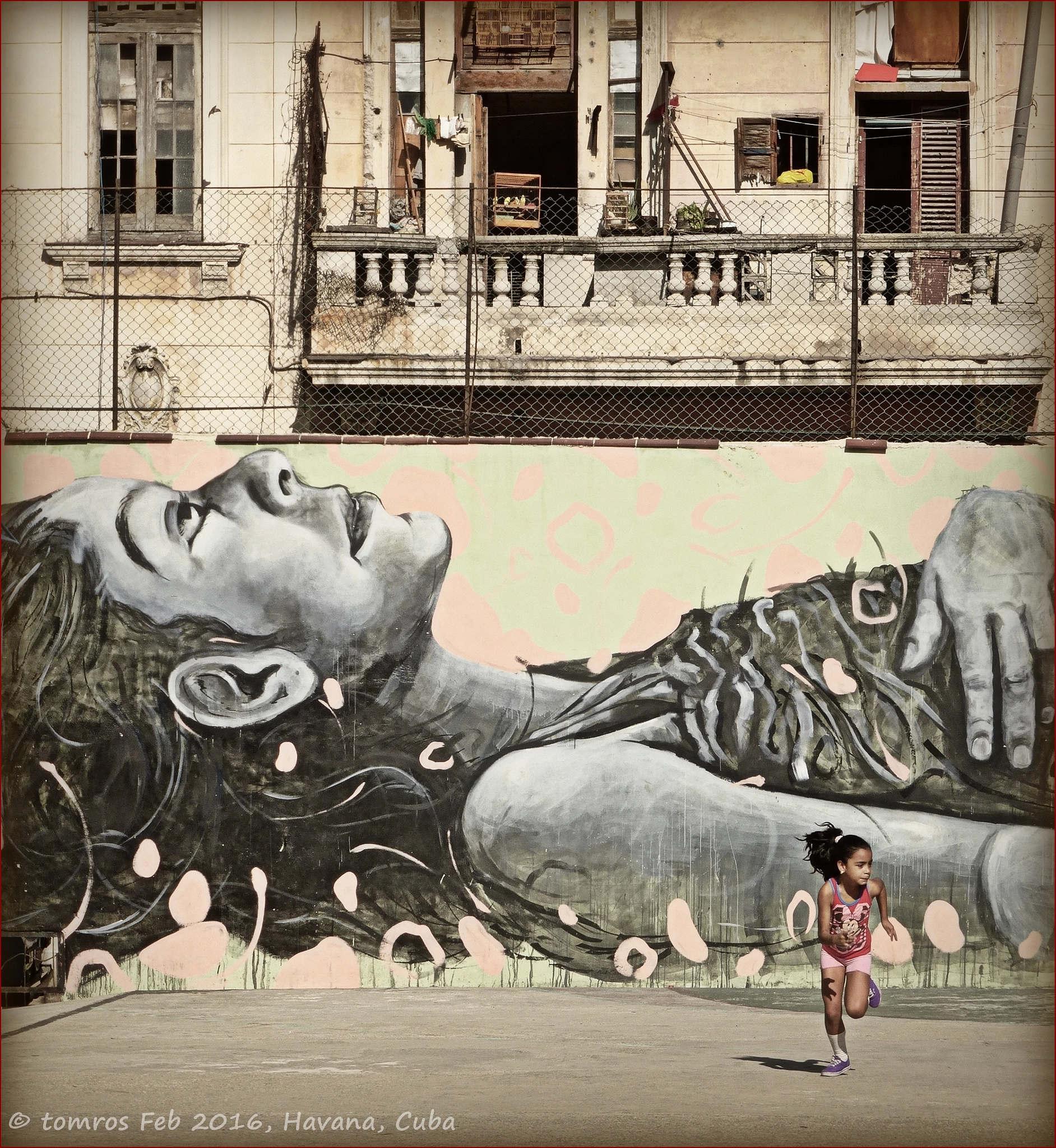 Panasonic Lumix DMC-ZS25 (Lumix DMC-TZ35) sample photo. Reclining, daydreaming woman.  'abstrk' mural in havana. photography