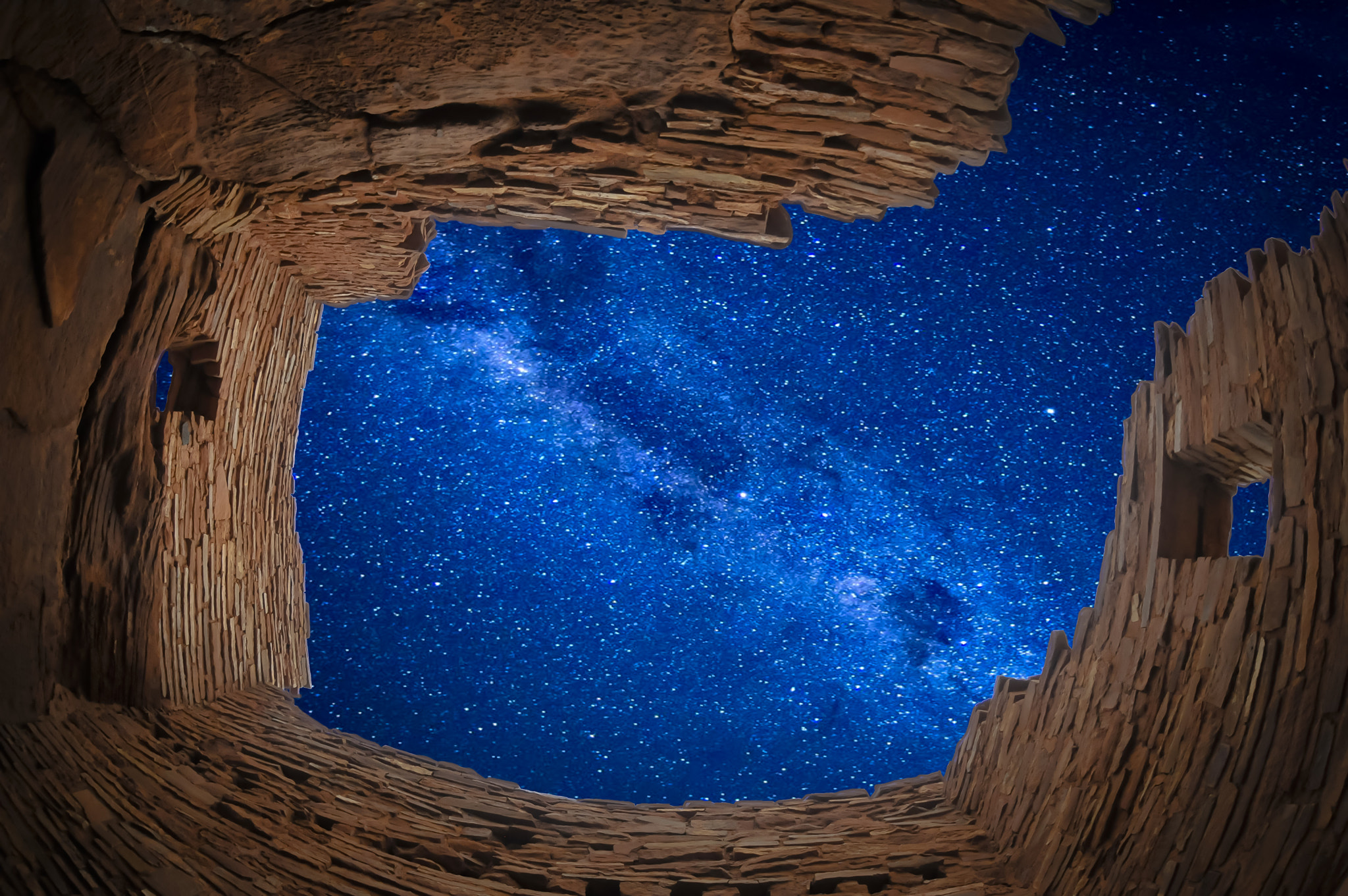 Nikon AF DX Fisheye-Nikkor 10.5mm F2.8G ED sample photo. Milky way from pueblo room, wupatki complex photography