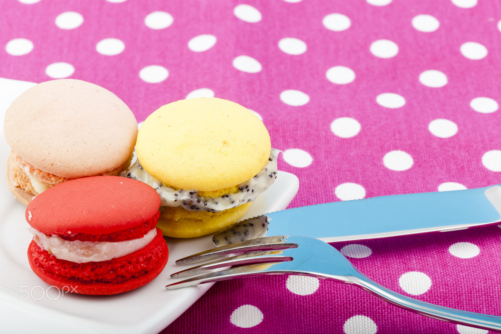 Canon EOS 5D Mark II + Canon EF 100mm F2.8 Macro USM sample photo. Sweet and colorful french macaroons on pastel background photography