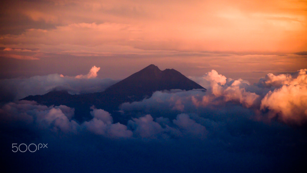 Olympus PEN E-PL3 sample photo. Mount agung as seen from the air photography