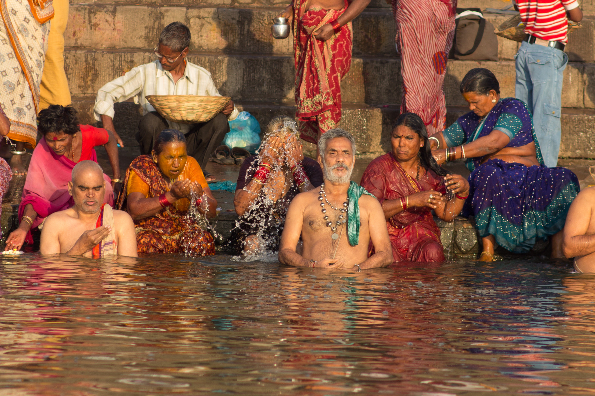Canon EOS 60D + Canon EF 135mm F2.8 SF sample photo. Morning bath in ganges river photography