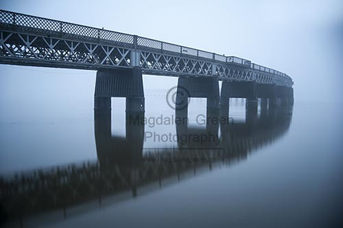 Nikon D700 + AF-S DX Zoom-Nikkor 18-55mm f/3.5-5.6G ED sample photo. Eerie moody silent view  - tay rail bridge  - dundee scotland photography