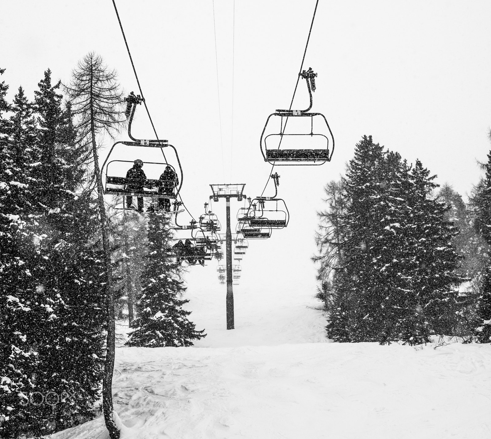 Sony a7R II + Canon EF 24-70mm F4L IS USM sample photo. Ski lift chairs photography