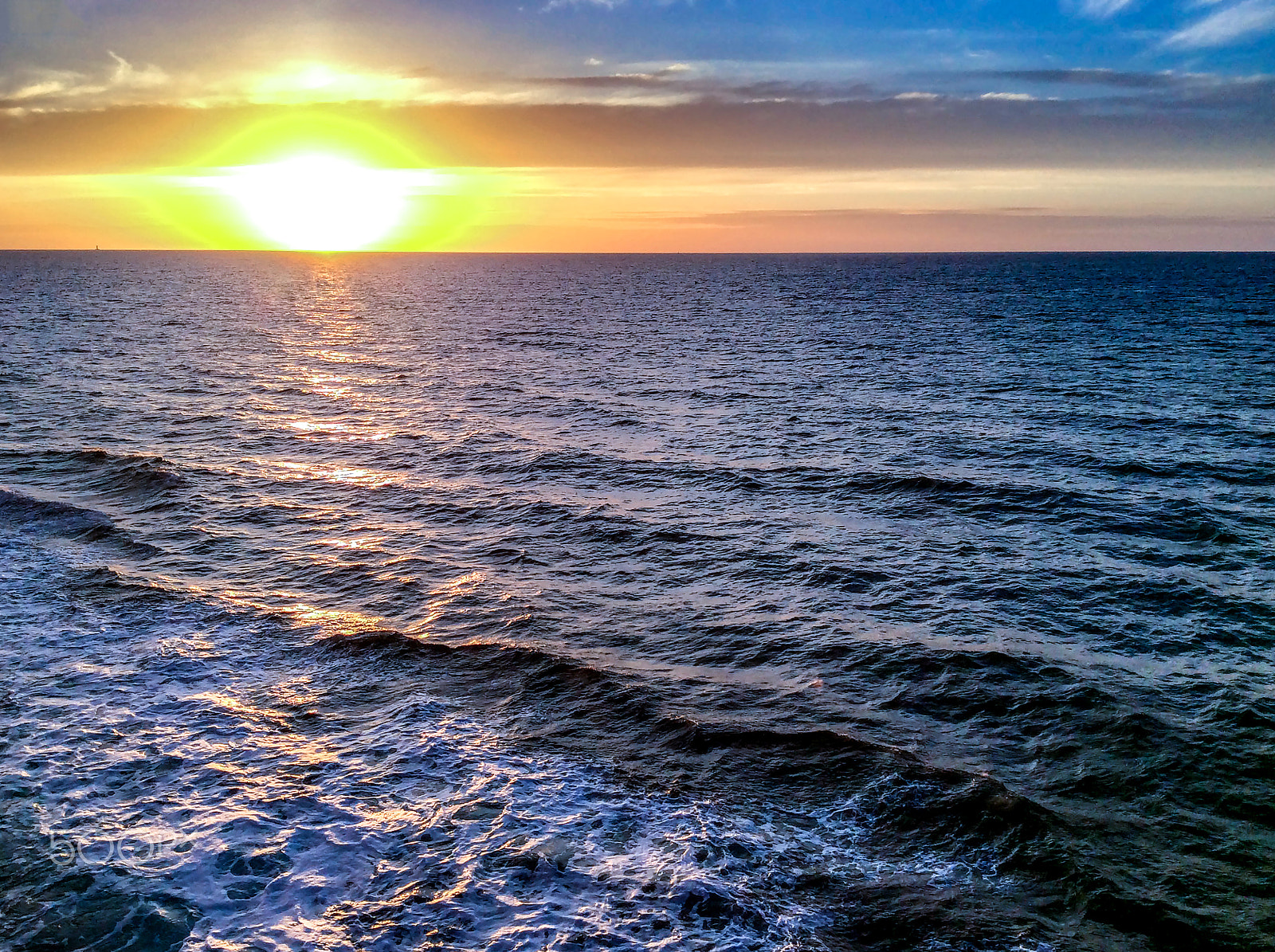iPad Air back camera 3.3mm f/2.4 sample photo. Sunrise at sea photography