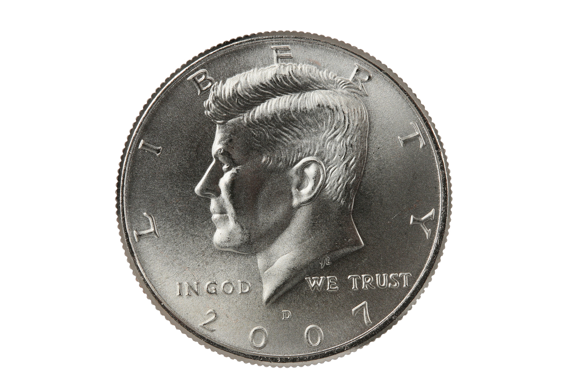 Canon EOS 40D + Canon EF 100mm F2.8 Macro USM sample photo. John f kennedy half dollar coin, obverse photography