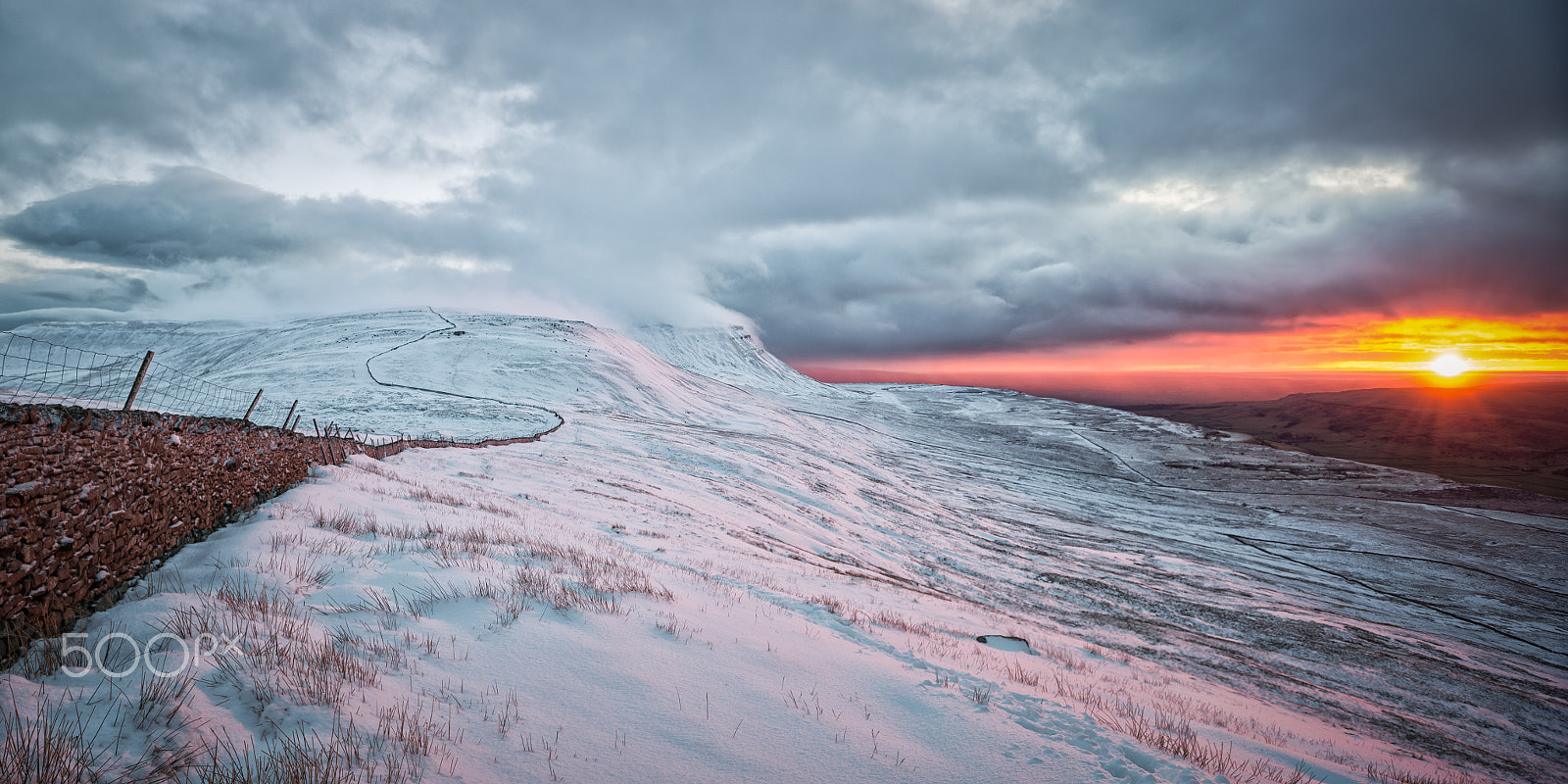 Nikon D800 + Nikon PC-E Nikkor 24mm F3.5D ED Tilt-Shift sample photo. Ingleborough sunset photography
