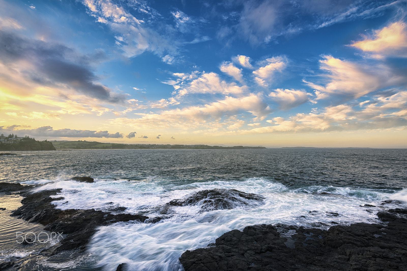 Sony a7R II + Canon EF 300mm f/2.8L sample photo. Waves under sunset photography