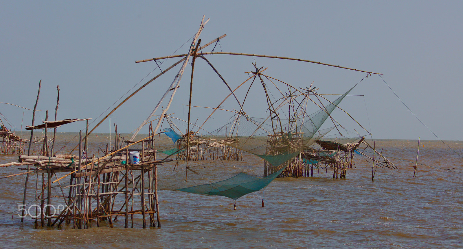 Canon EF 70-200mm F4L IS USM sample photo. Fishing nets southern thailand photography