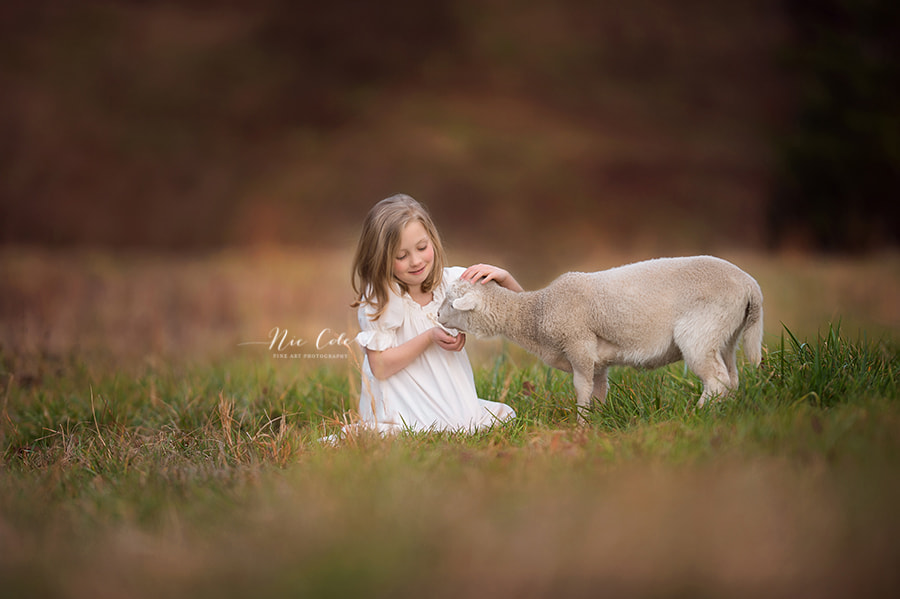 Nikon AF-S Nikkor 200mm F2G ED VR II sample photo. A girl and her lambs photography