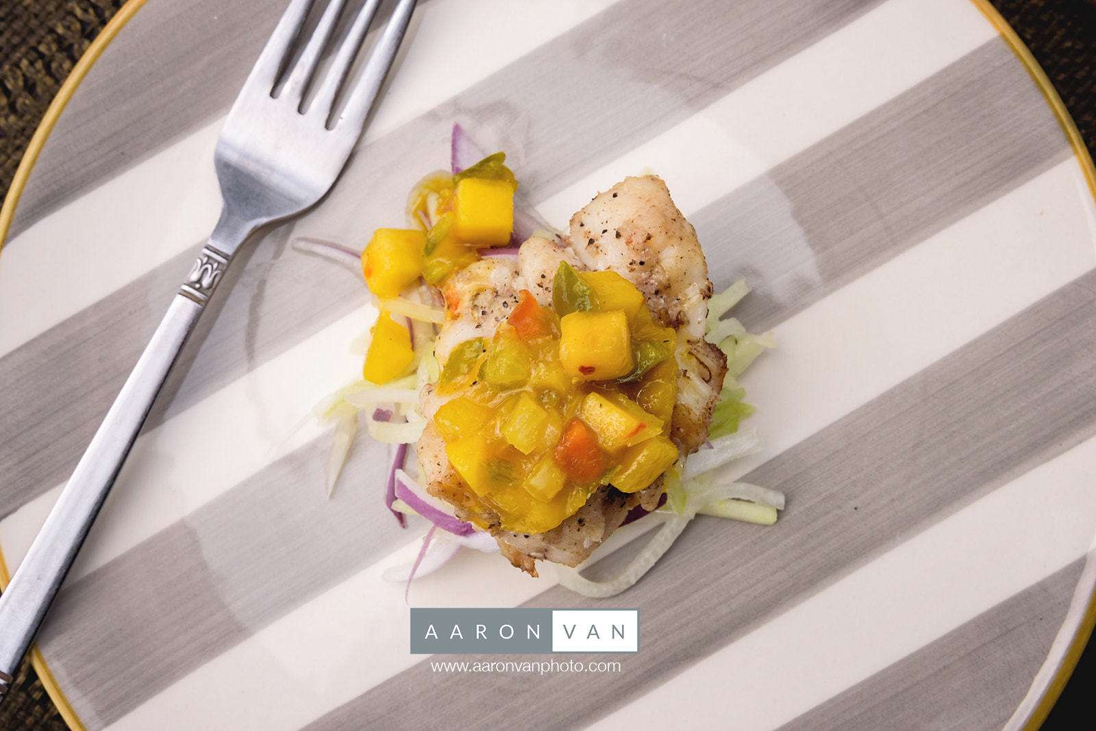 AF Zoom-Nikkor 28-105mm f/3.5-4.5D IF sample photo. La isla fresca jerk-spice grouper with mango salsa photography