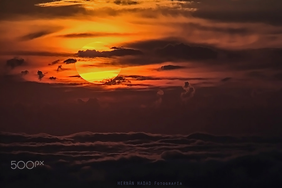 Canon EOS 60D + Canon EF 400mm F5.6L USM sample photo. Sunrise above the clouds photography