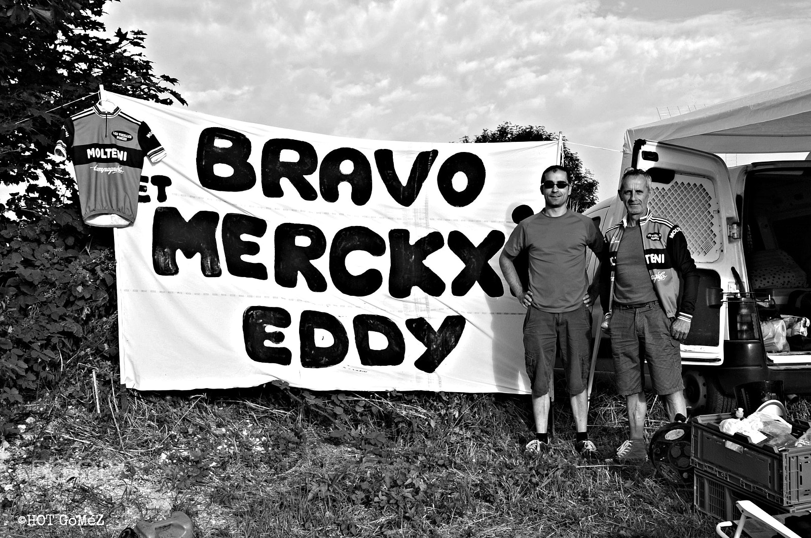 Nikon D3 sample photo. Eddy merckx fan club bw photography