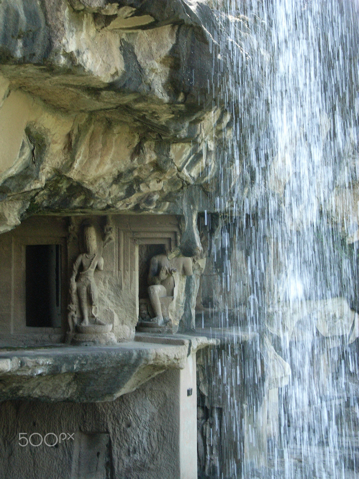 Ricoh Caplio R5 sample photo. Temple waterfall photography