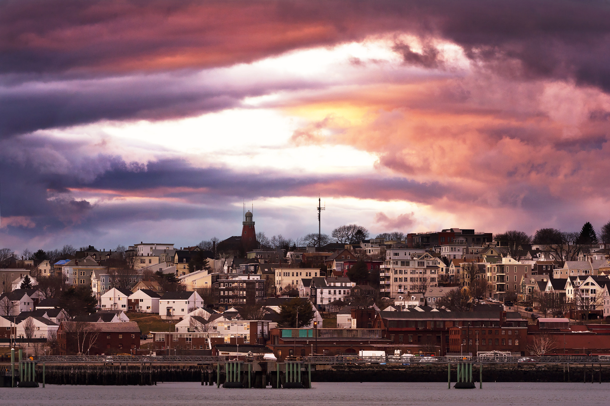 Nikon AF-S Nikkor 200-500mm F5.6E ED VR sample photo. Storm clouds over portland, maine photography