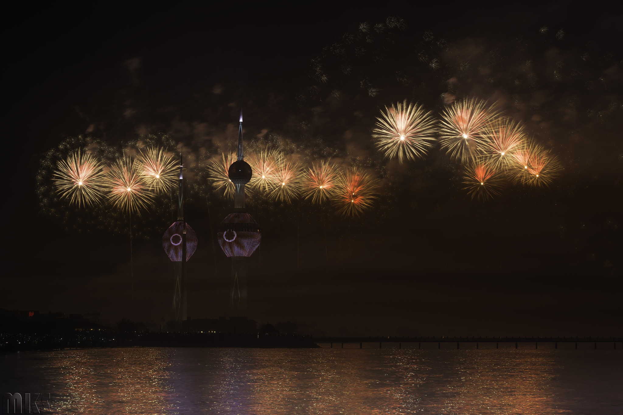 Sigma 70-200mm F2.8 EX DG OS HSM sample photo. Kuwait towers fireworks 3 photography