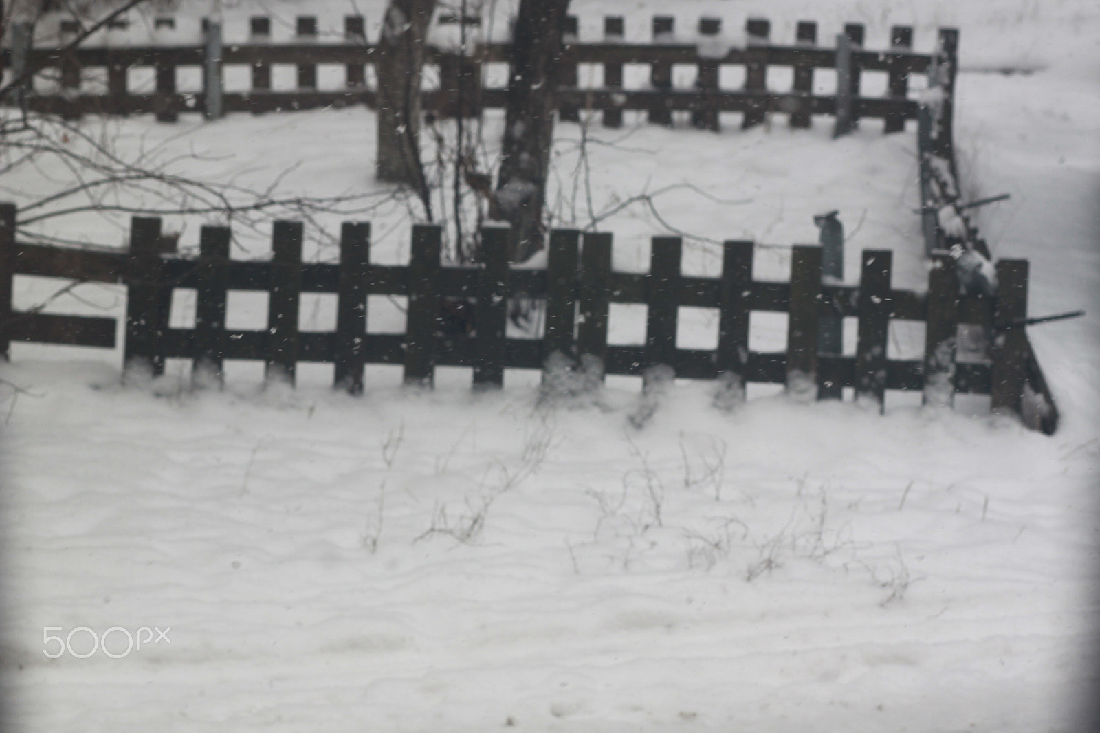 Canon EF 35-80mm f/4-5.6 sample photo. Snowy fence photography