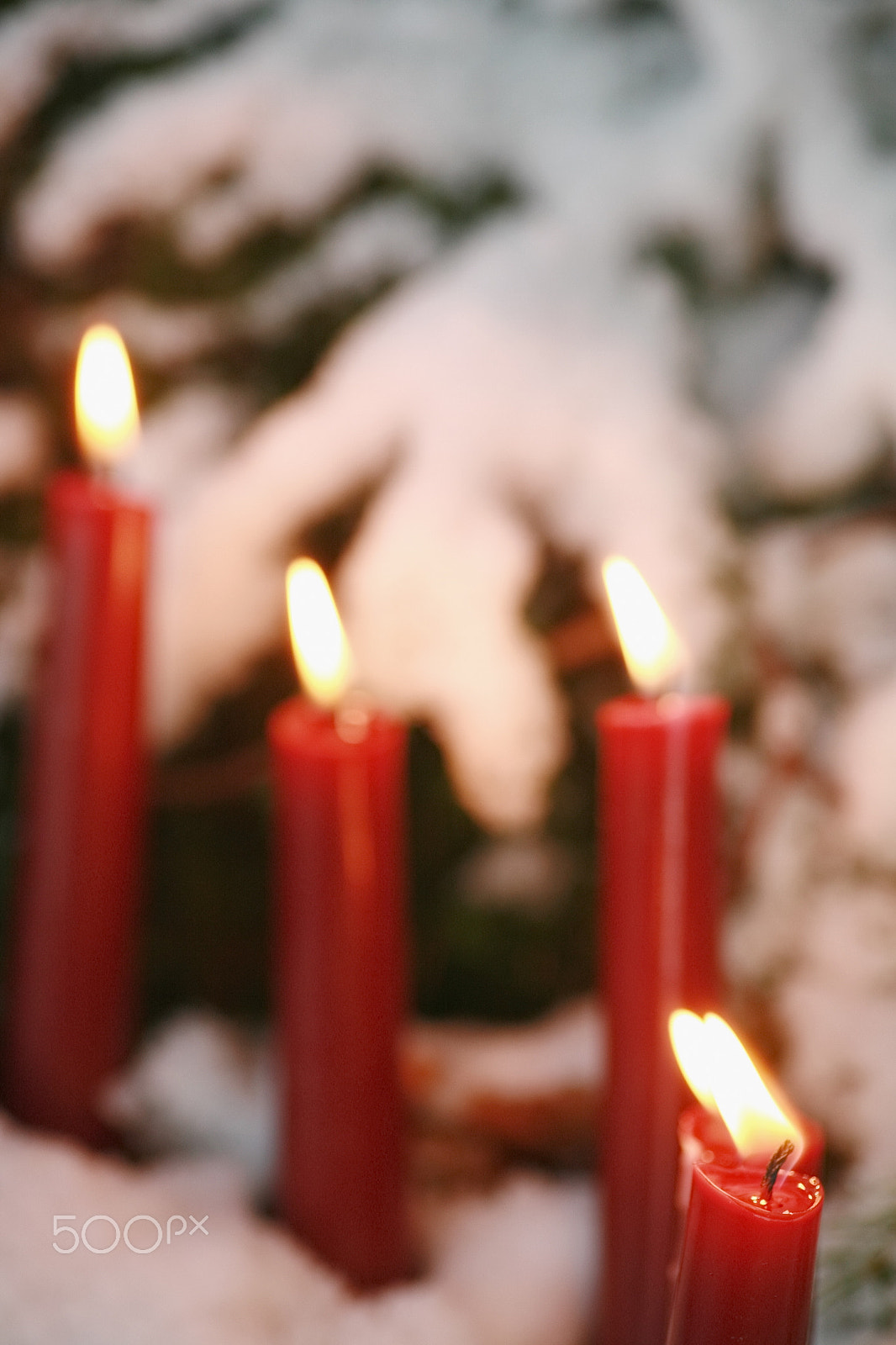 Canon EOS 5D + Tamron SP AF 90mm F2.8 Di Macro sample photo. Candle winter outside photography