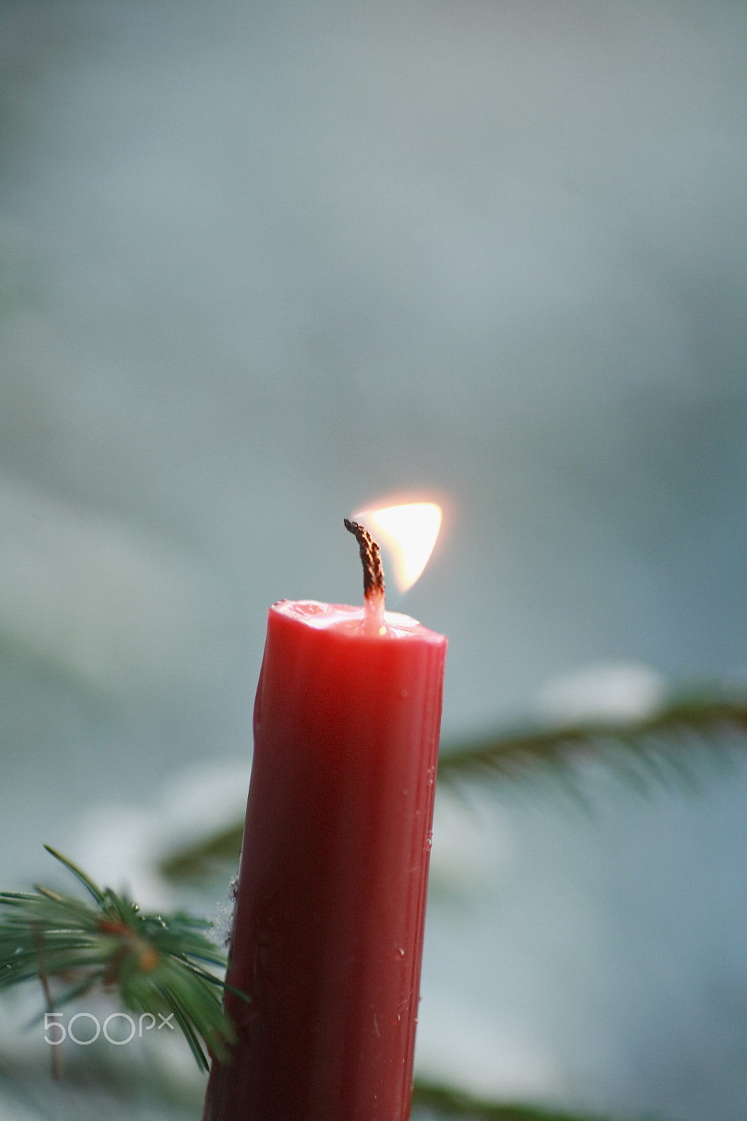 Canon EOS 5D + Tamron SP AF 90mm F2.8 Di Macro sample photo. Candle winter outside photography
