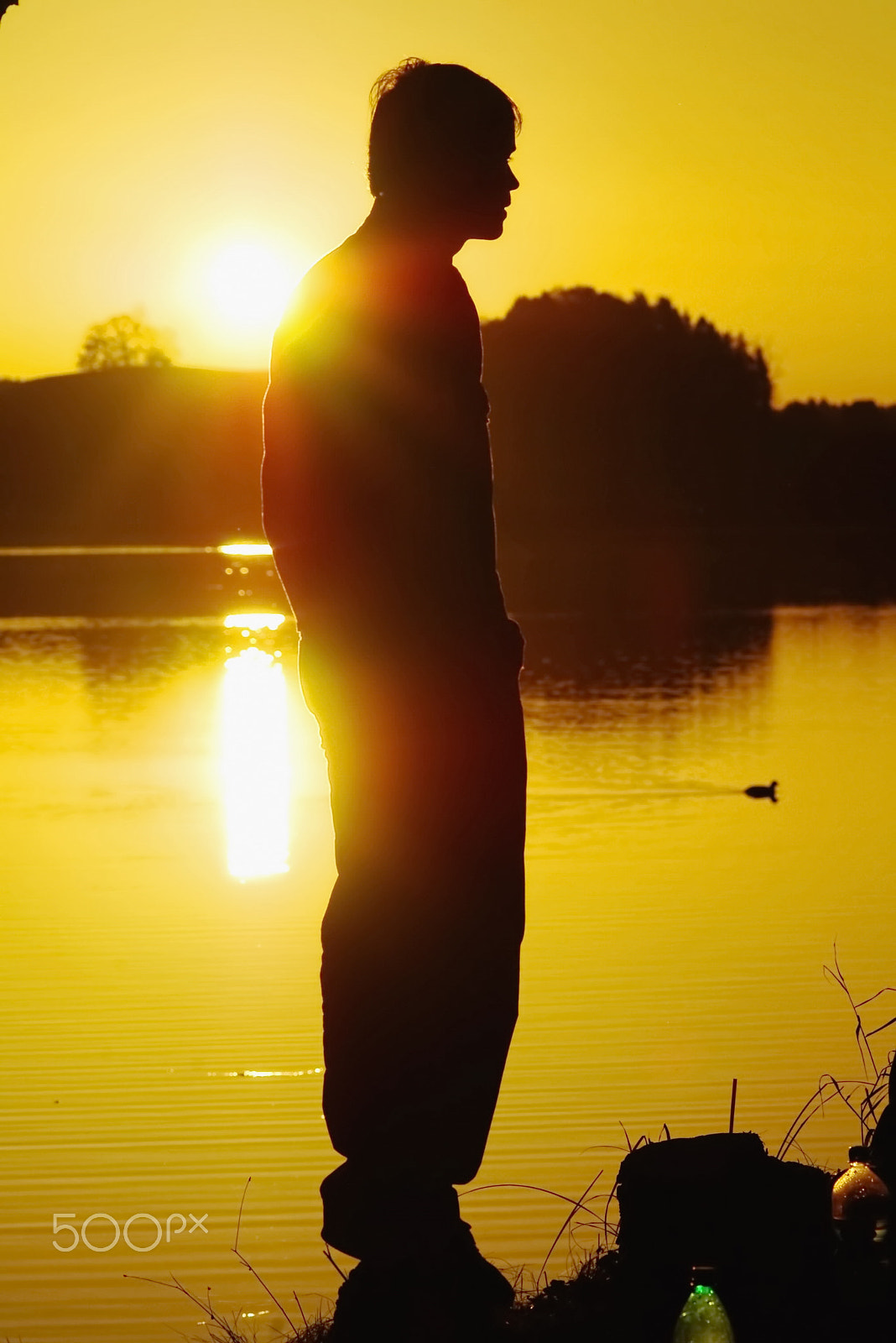 Pentax *ist D sample photo. Youth on lake photography