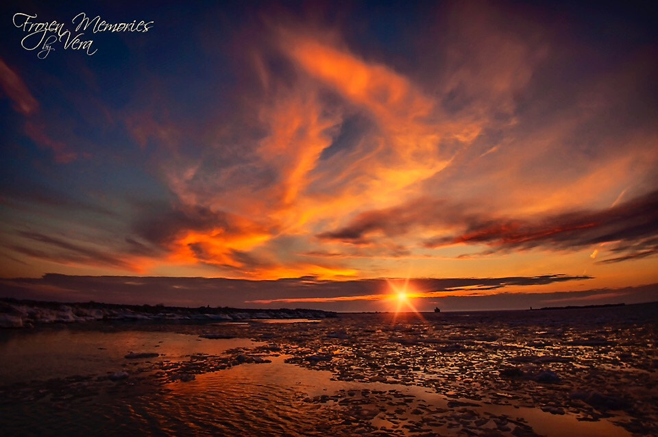 Nikon D2X sample photo. The most vivid sunset i've ever had the opportunity of photographing on lake huron. photography