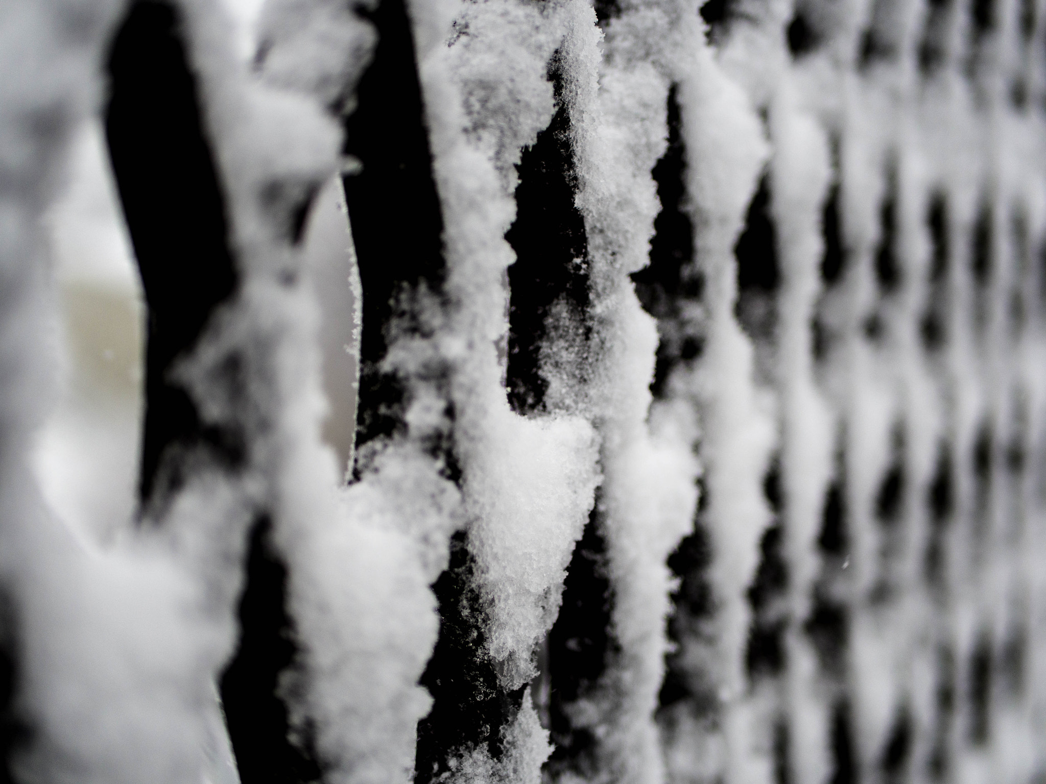 Olympus PEN E-PM2 + LUMIX G 25/F1.7 sample photo. Snow on fence photography