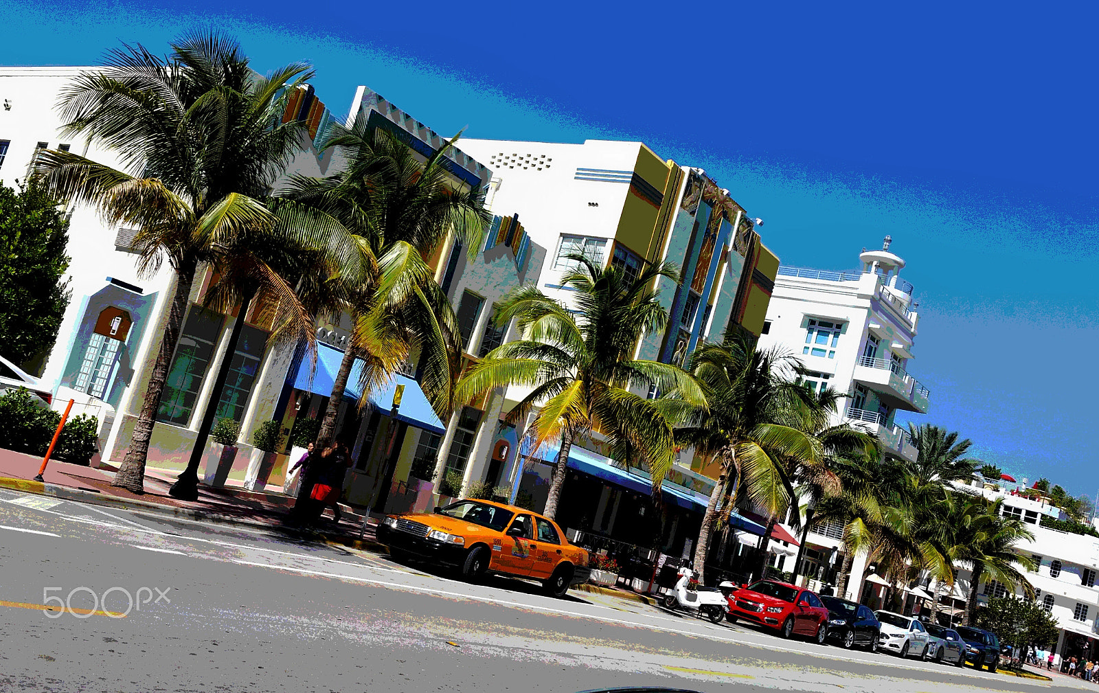 Samsung Galaxy S5 K Sport sample photo. Shops along ocean drive, miami beach photography