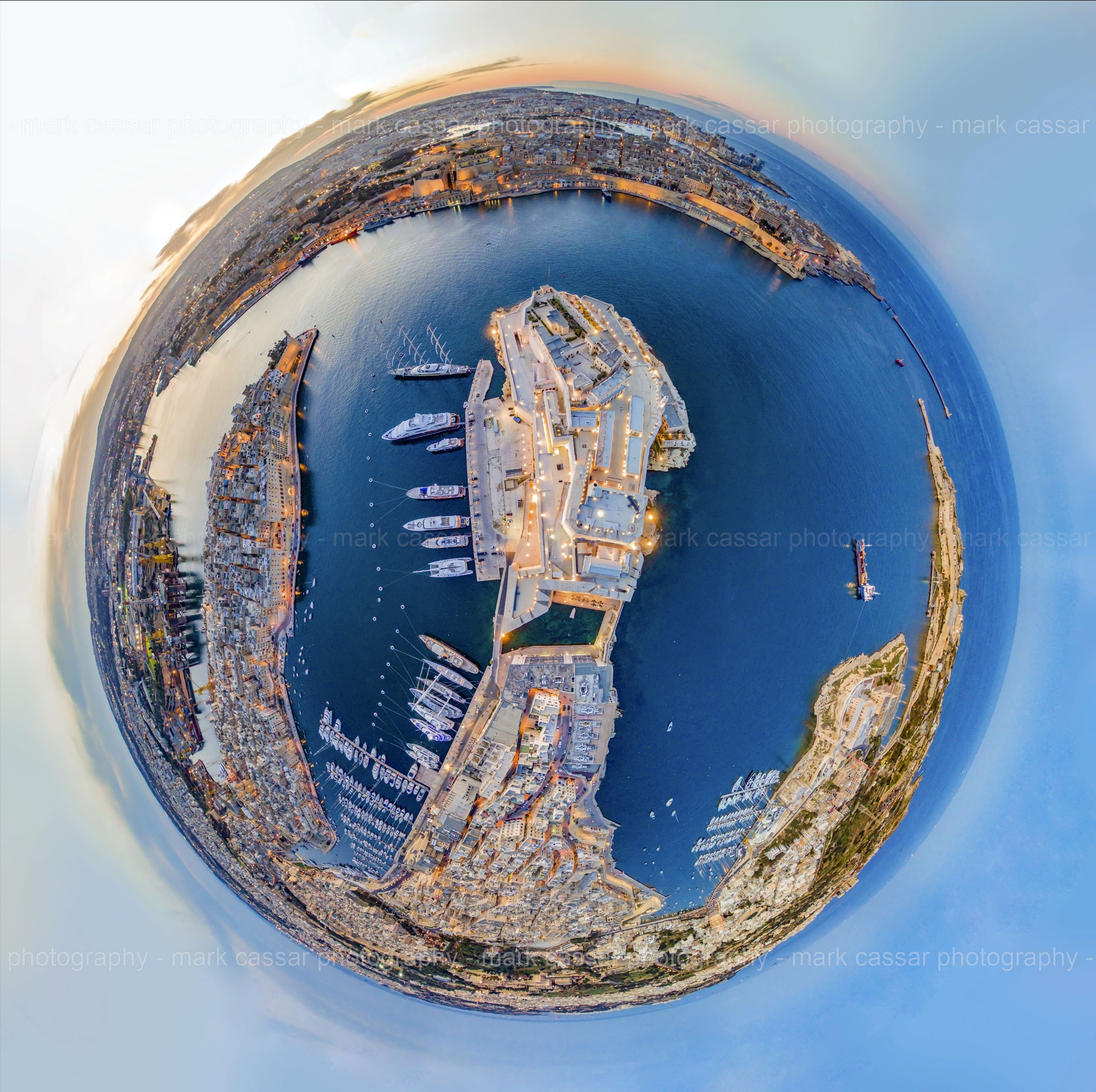 Nikon D7000 + Sigma 30mm F1.4 EX DC HSM sample photo. Fort saint angelo, birgu. tiny planet. photography