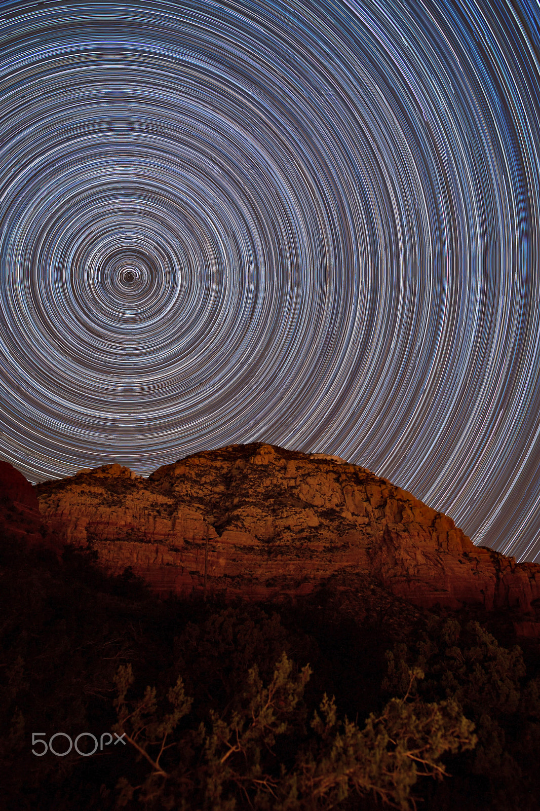 Sony Alpha DSLR-A850 sample photo. Star trails over thunder mountain photography