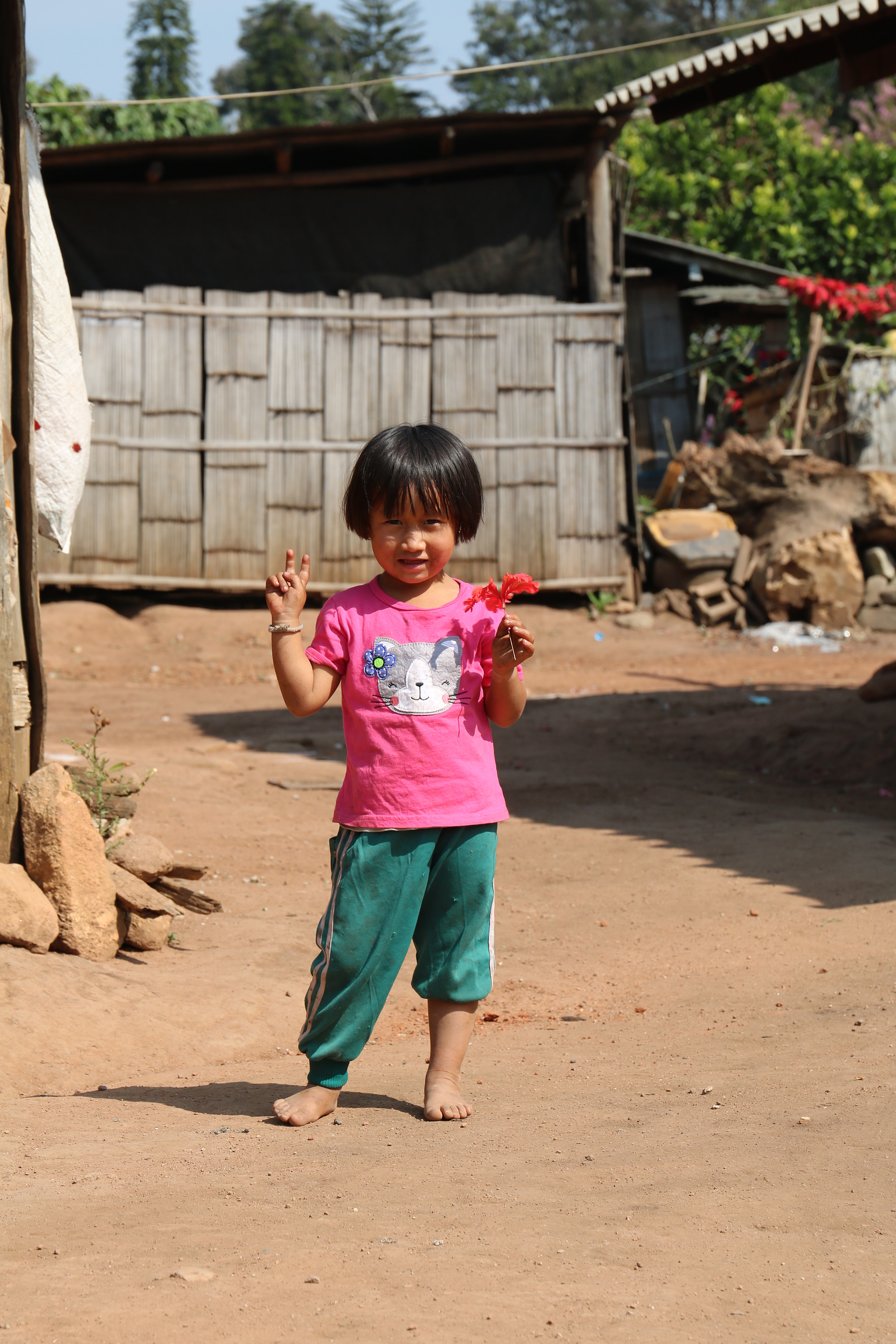 Canon EF 24-70mm F4L IS USM sample photo. Hmong child saying hello photography