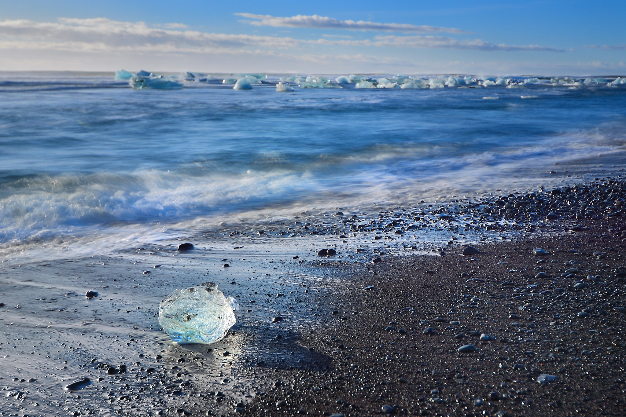 Nikon D4 sample photo. Iceland black sand beach ice photography