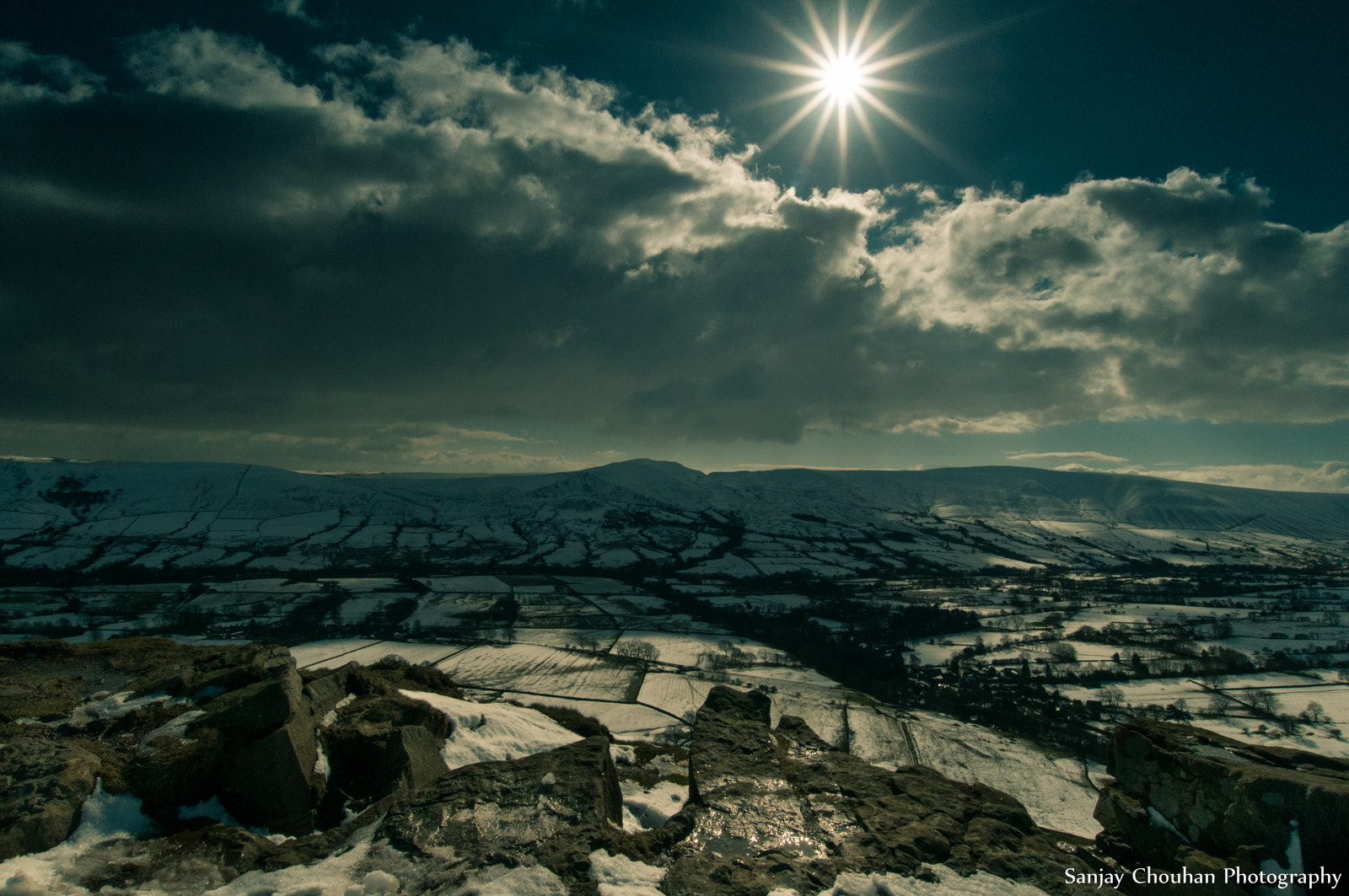 Nikon D300 + Sigma 10-20mm F3.5 EX DC HSM sample photo. Edale winter sunscape photography