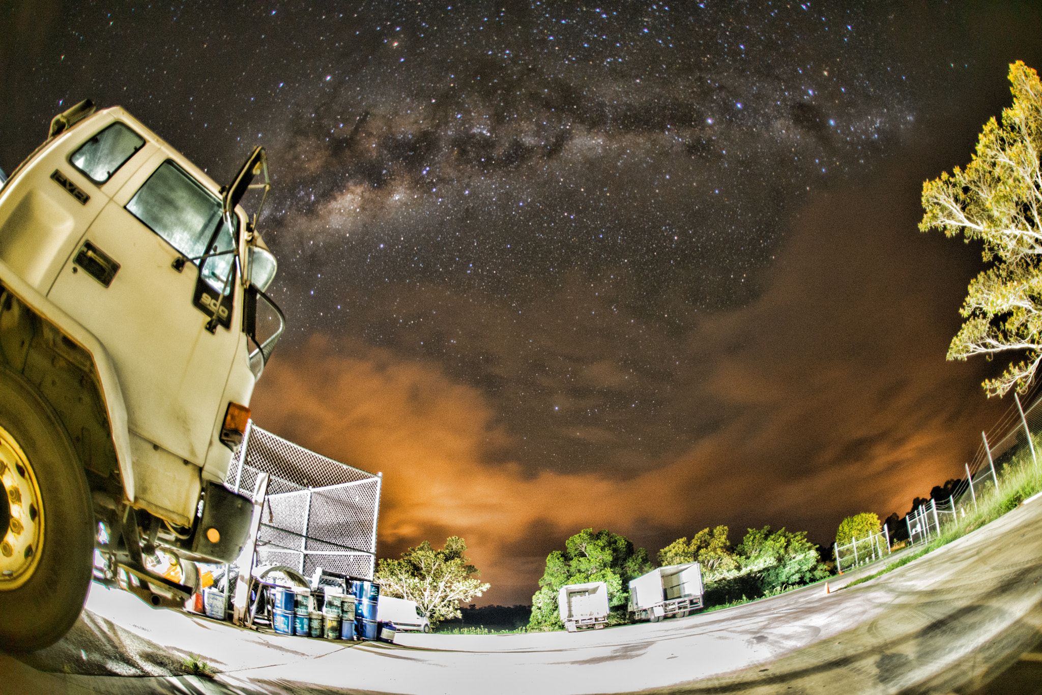 Nikon D610 + Sigma 15mm F2.8 EX DG Diagonal Fisheye sample photo. Milky way milk truck photography