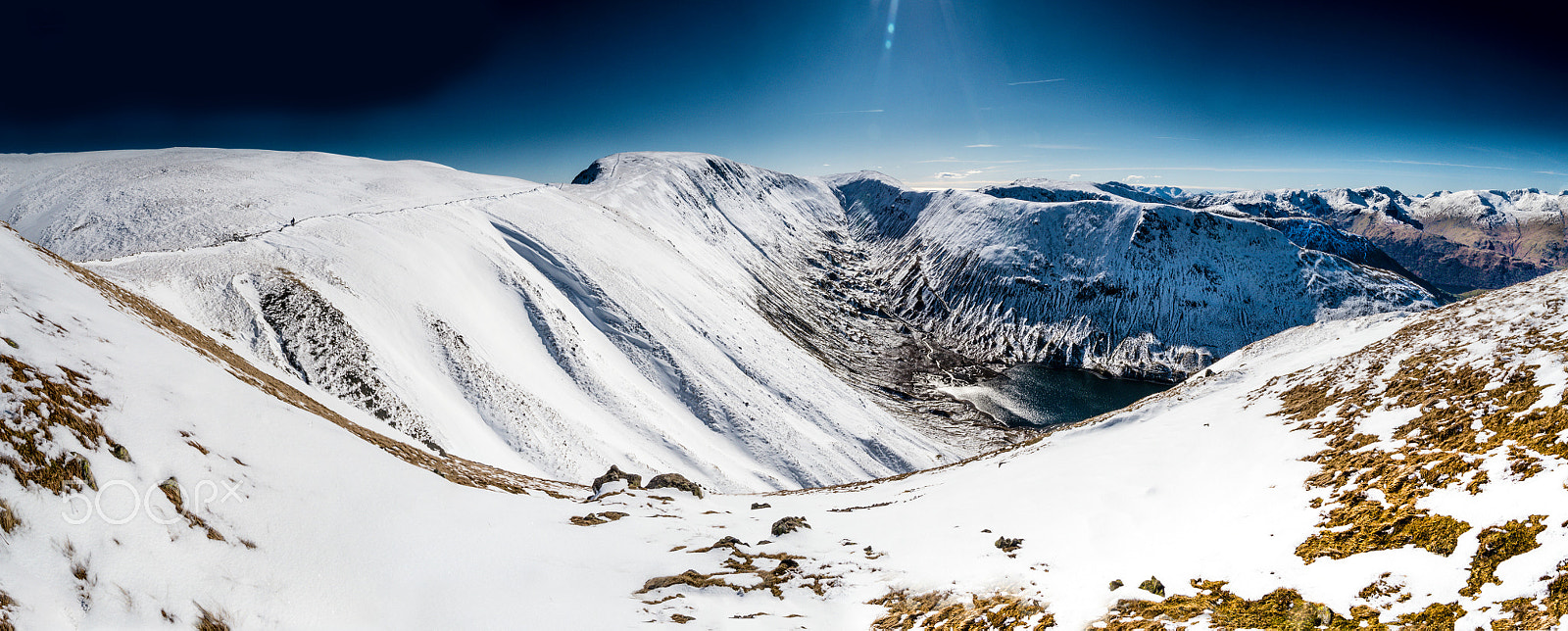 Panasonic Lumix DMC-G6 + LUMIX G VARIO PZ 14-42/F3.5-5.6 sample photo. Hayeswater and the straits of riggindale panorama photography