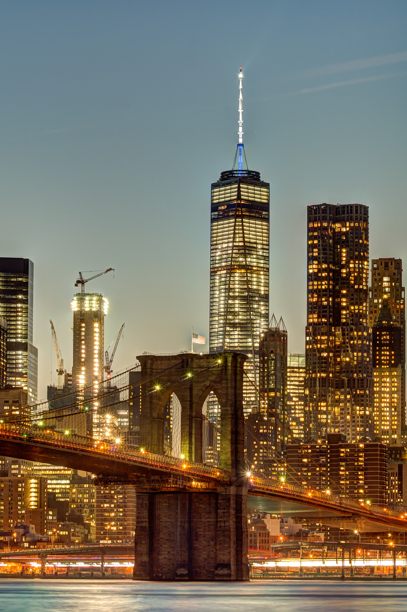 Sony SLT-A35 + Sony 75-300mm F4.5-5.6 sample photo. One world trade during blue hour photography