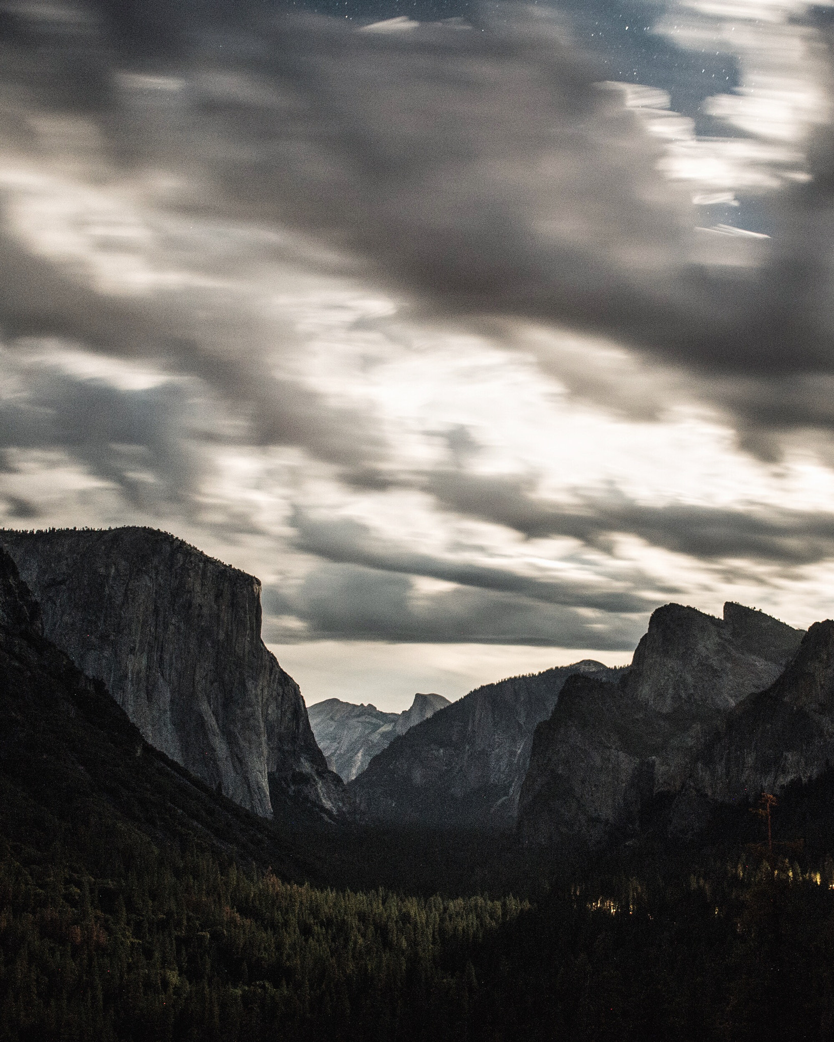 Nikon D4 + Nikon AF Nikkor 24mm F2.8D sample photo. Stormy night. tunnel view. yosemite. california. photography