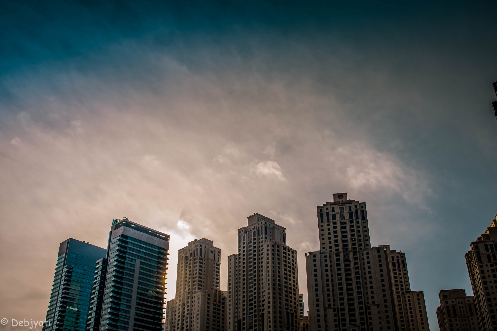 Sigma 24-70mm F2.8 EX DG HSM sample photo. Dubai marina with clouds photography