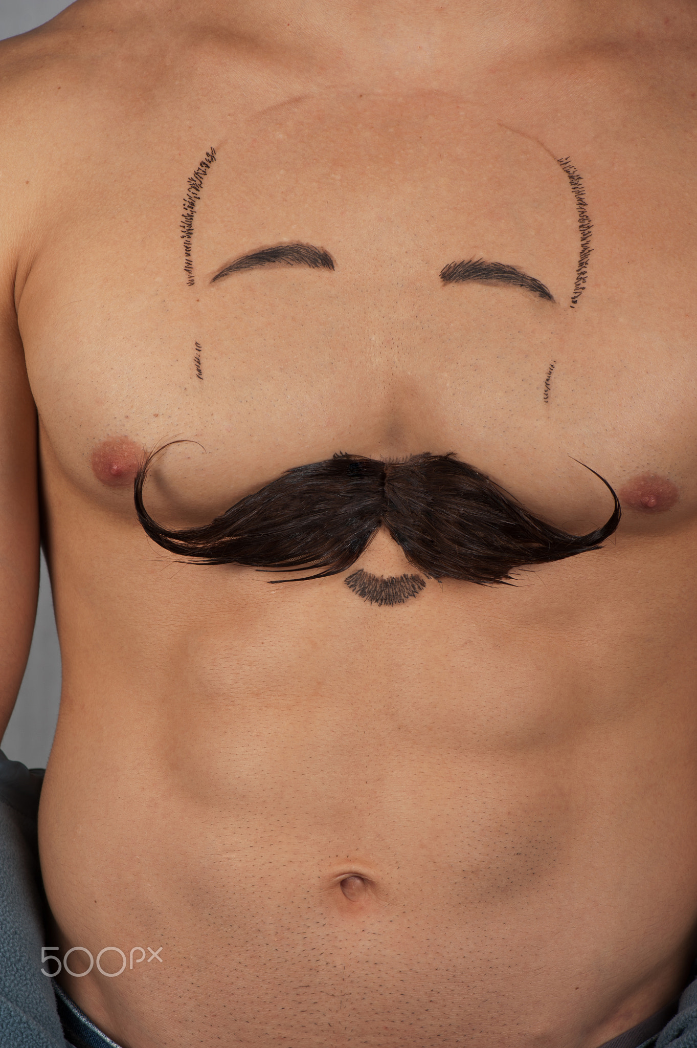 male torso with moustache