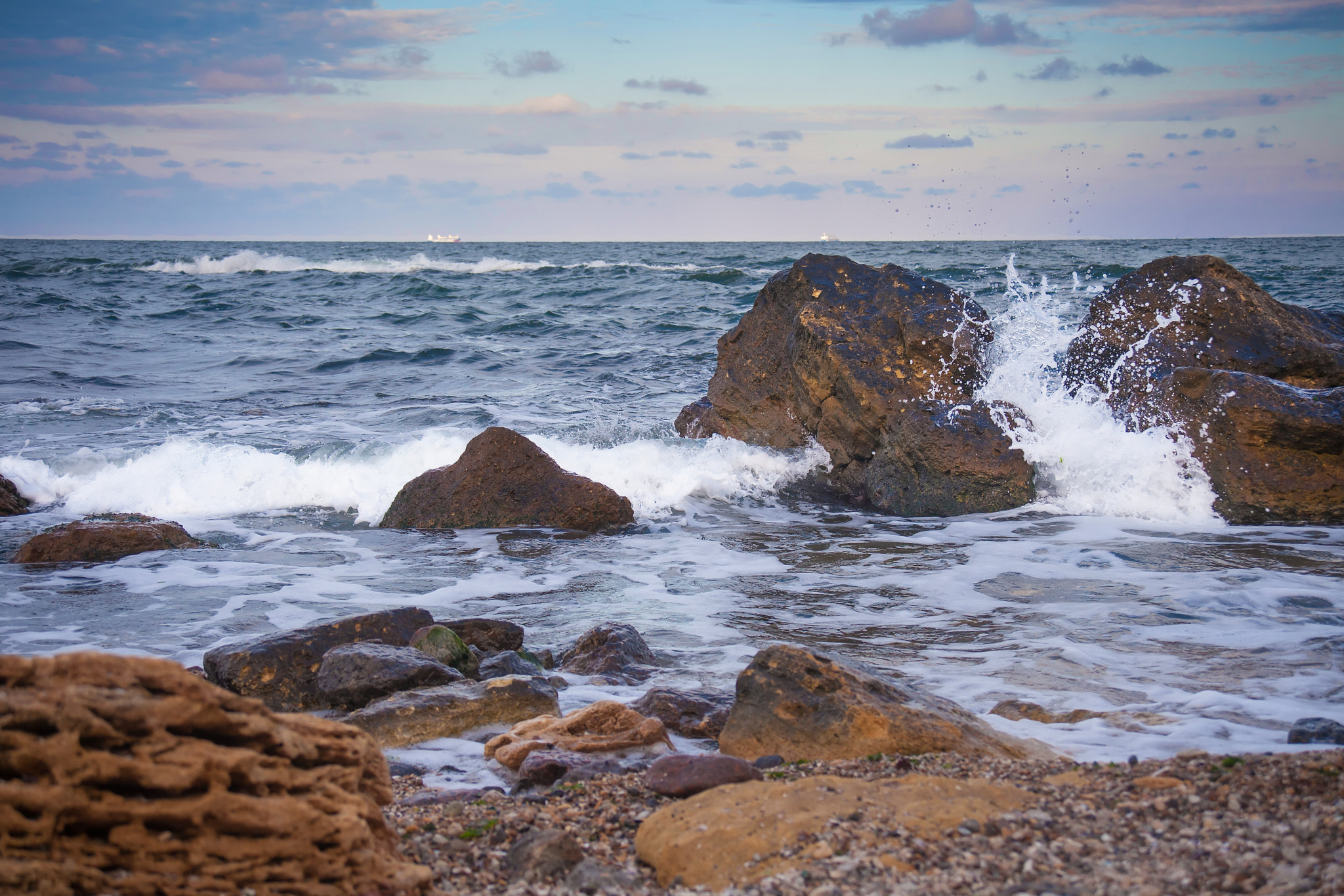 Canon EF 35-105mm f/3.5-4.5 sample photo. Sunset waves photography