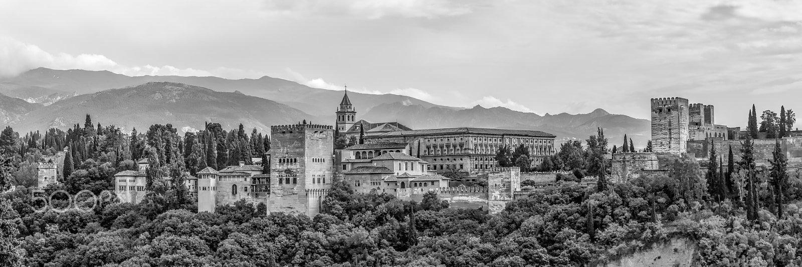 Sigma 18-250mm F3.5-6.3 DC OS HSM sample photo. View to alhambra -black and white photography