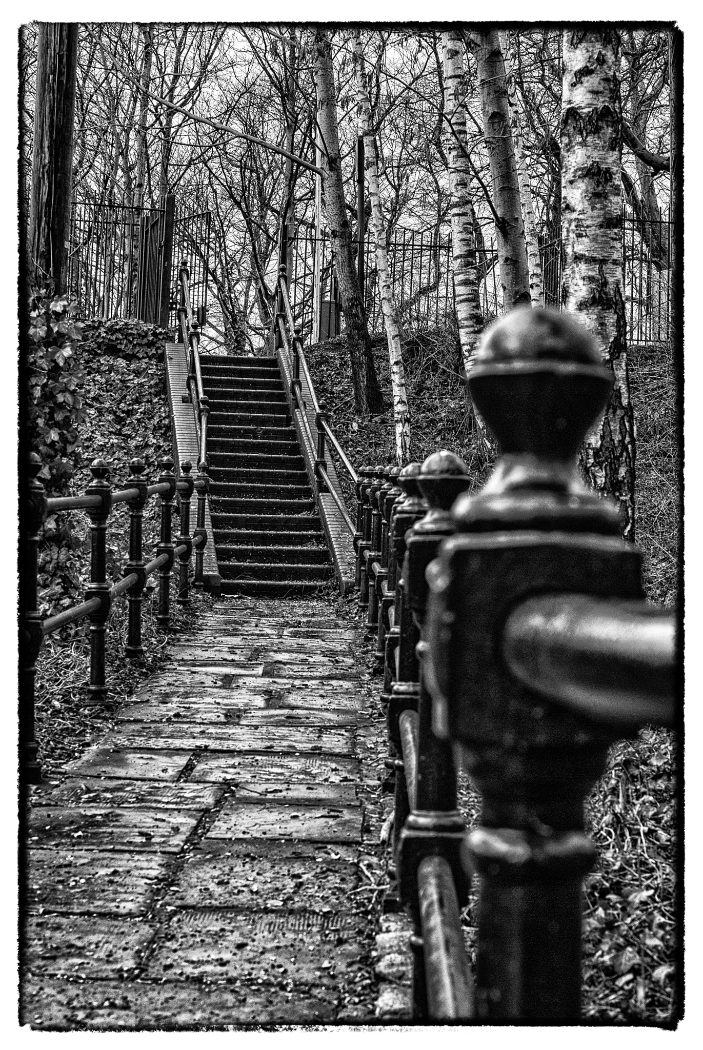 Nikon D200 + Sigma 50mm F2.8 EX DG Macro sample photo. Stairs to the bridge photography