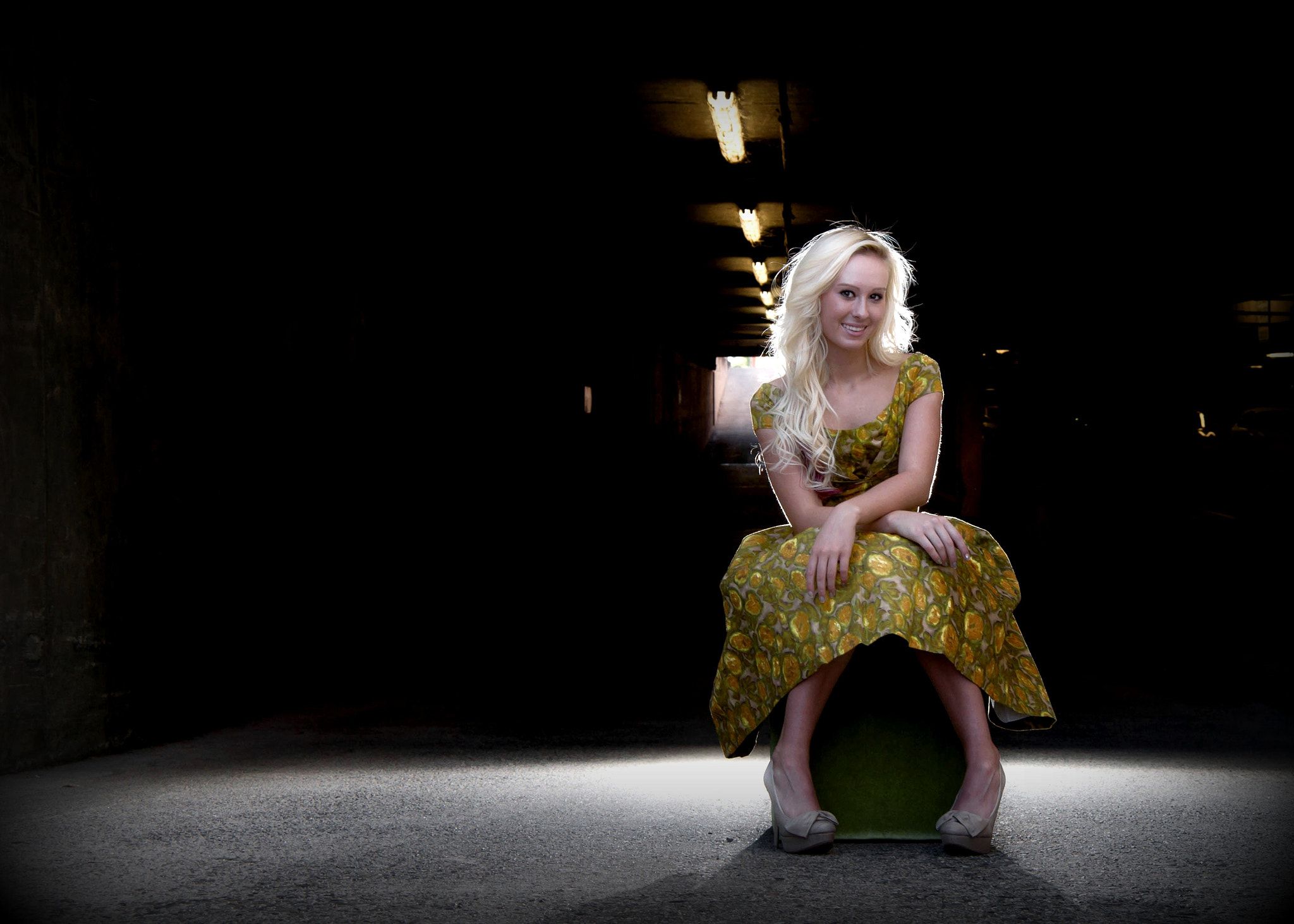 Sony DT 18-250mm F3.5-6.3 sample photo. Blonde in green dress photography
