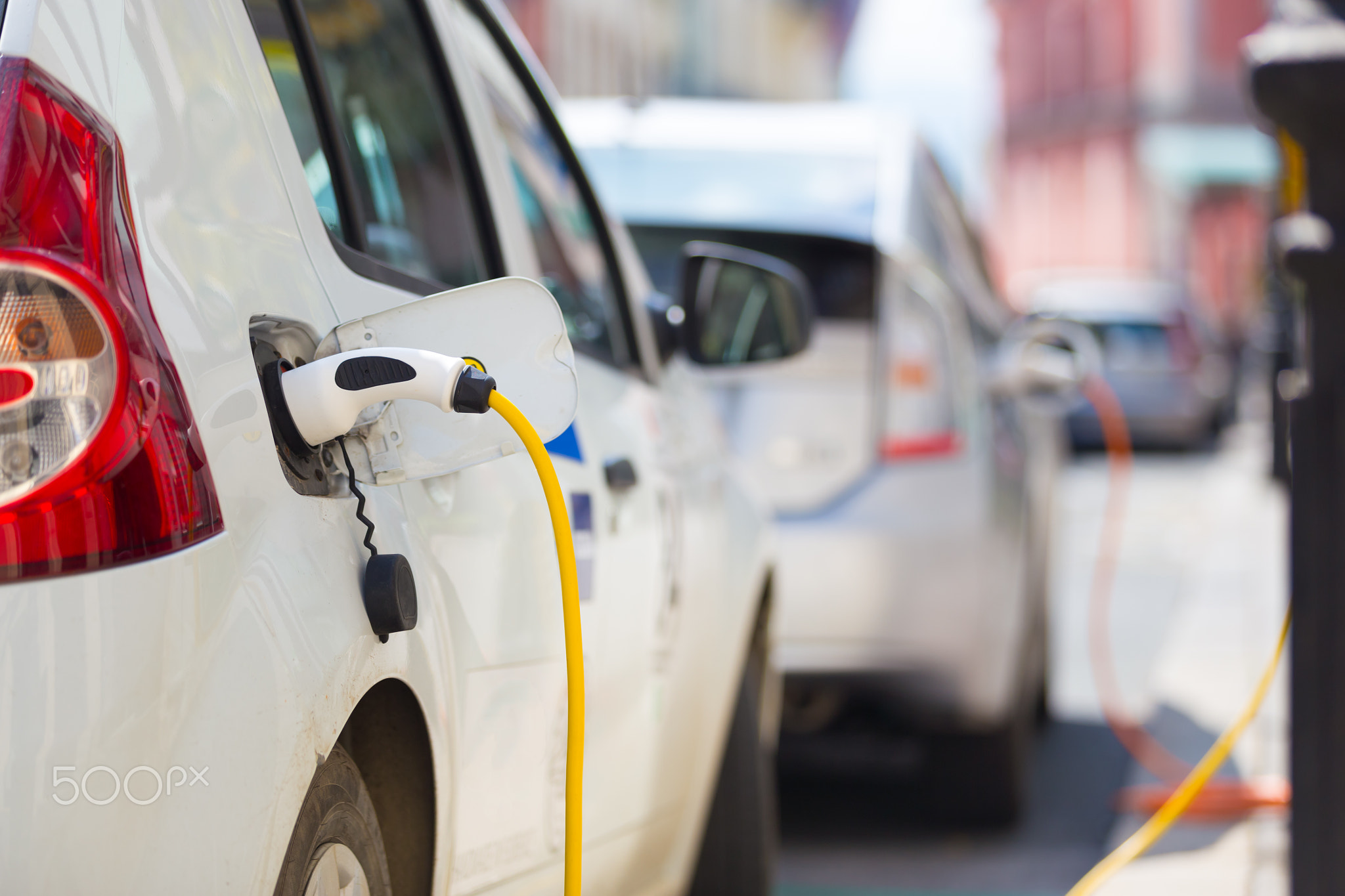 Electric Car in Charging Station.